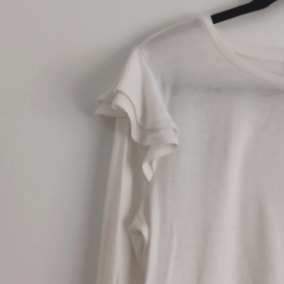 Ann Taylor Ruffle Shoulder Long Sleeve  Tee #1741 - Picture 3 of 5